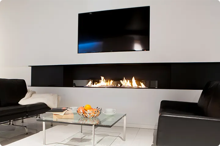 Chimenea de bioetanol automática empotrada en pared moderna