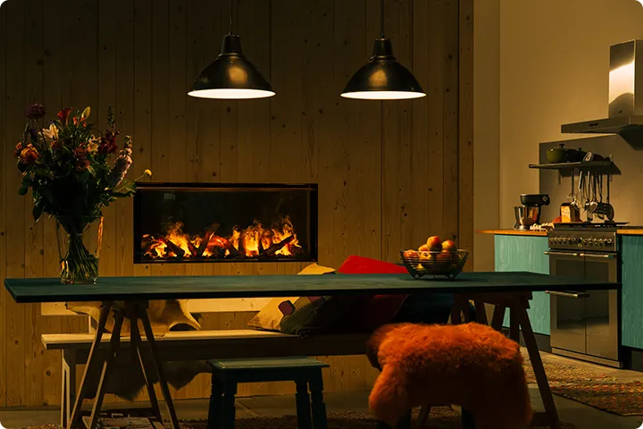 Chimenea de vapor de agua empotrada de 1 cara integrada en pared moderna