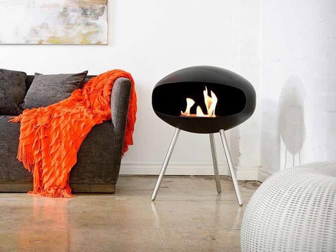 Chimenea De Bioetanol Ovalada De Suelo Glow Fire Molde Blanco