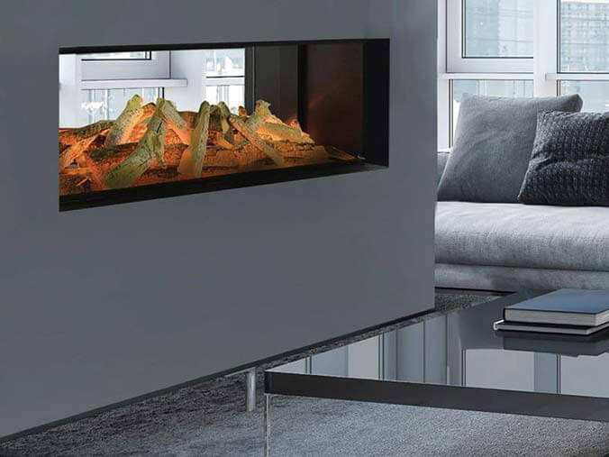Chimenea eléctrica empotrada 2 caras