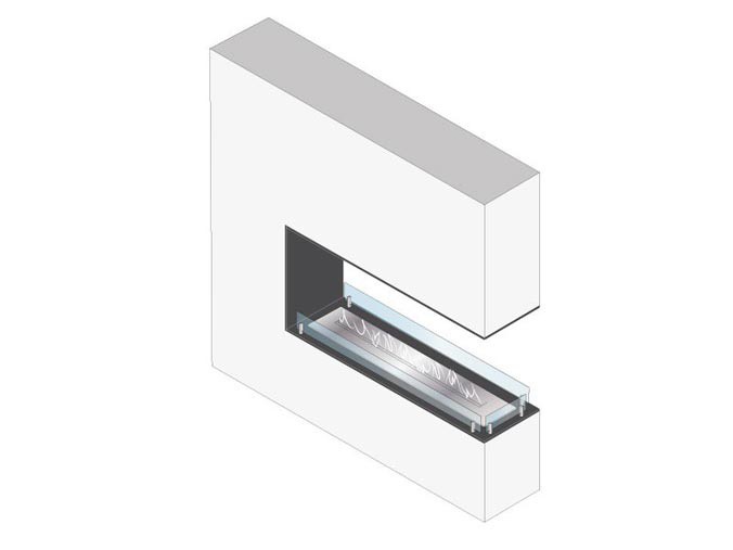 Foco Room Divider Separador de ambientes integrado cine chimenea ilustración