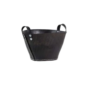 Cubo para leña de goma tamaño grande en color negro