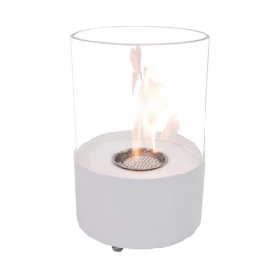 Chimenea bioetanol vidrio cilíndrica - blanco