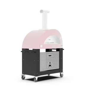 Mesa móvil para horno Alfa Forni Moderno 3 pizzas en acero y negro