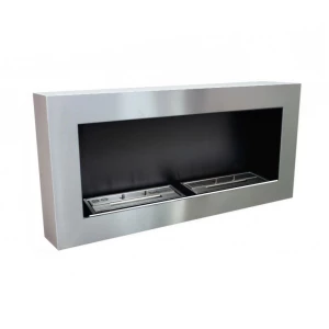 Gran Biohogar de acero inoxidable para pared. 2 quemadores con una duración de hasta 5 horas de combustión.