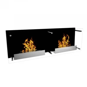 Chimenea de bioetanol Nevada doble fuego de ScandiFlames, diseño empotrado, color negro.