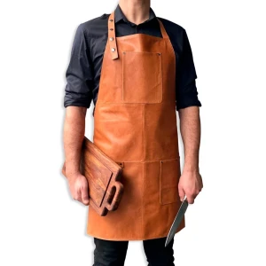 Delantal de Cuero Claro de Stuff Design para cocina al aire libre