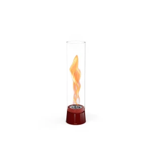 SPIN Air 900 chimenea de bioetanol de sobremesa roja de Höfats con llama giratoria visible en 360 grados