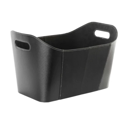 Cubo para leña negro - Accesorio moderno y funcional Cubo para leña negro, diseño moderno y práctico