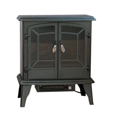 Chimenea eléctrica negra independiente de diseño tradicional Chimenea eléctrica con termoventilador