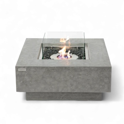 Elementi Fires Manhattan Gris Espacial | Mesa de Bioetanol Mesa de bioetanol Manhattan gris espacial de Elementi Fires, diseño cuadrado moderno para exterior