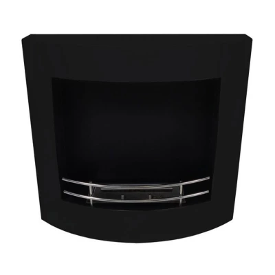 Chimenea de bioetanol negra y curvada montada en la pared Chimenea de bioetanol curvada para pared color negro de ScandiFlames