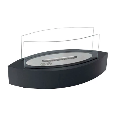 Chimenea de Bioetanol de Mesa Ovalada - ScandiFlames | Negro Chimenea de bioetanol de mesa ovalada en negro - ScandiFlames