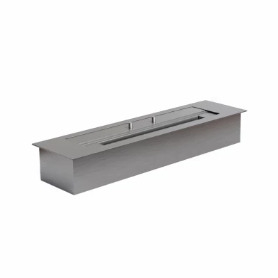 Bioquemador de 2,5 litros hecho de acero. Arde hasta 4 horas. Quemador manual de bioetanol rectangular de ScandiFlames, 2,5 litros, 45 cm, acero