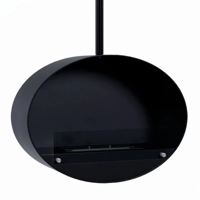 Halifax Black. Chimenea ovalada colgante de 80 cm de diámetro en color negro Halifax Black 80 cm - Chimenea de bioetanol de techo de ScandiFlames