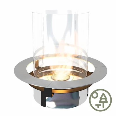 Biohogar Rondo con quemador de 3 litros de Planika. Moderno inserto de chimenea hecho de acero inoxidable y vidrio. Combustión de 6 a 10 horas.