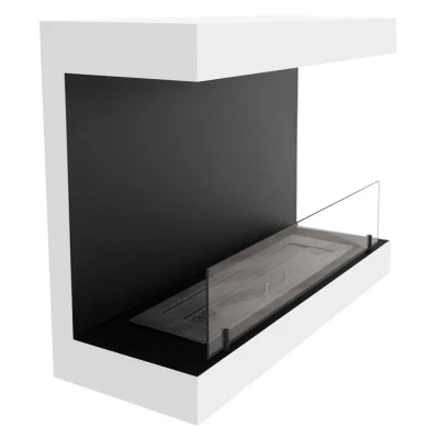 Dakota - Biochimenea de pared tres caras de 80 cm en blanco Chimenea de bioetanol de pared Dakota blanca de ScandiFlames