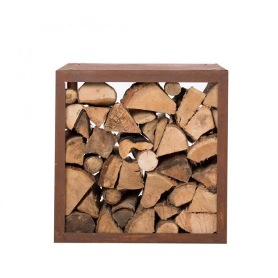 Almacenamiento de Madera 50 cm | Accesorios para Exteriores Almacenamiento de madera de 50 cm en acero oxidado