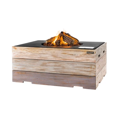 Chimenea de gas de para ma rectangular de teca ligera Chimenea de gas en para ma rectangular - Única y sencilla estufa para interiores y exteriores. Salón Comedor Jardín y Patio. Dis