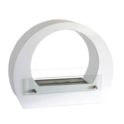 Biochimenea curvado rebañado en color Blanco | Chimenea Biohogar curvado rebañado en blanco chimenea de bioetanol
