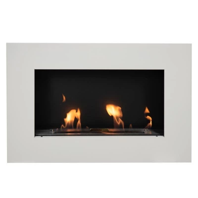 Chimenea de bioetanol de pared blanco mate de 80 cm de ancho Murus Chimenea de bioetanol de pared blanco mate de 80 cm de ancho Murus