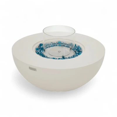 ROCA Mesa Bioetanol Blanco - Elementi Fires | Comprar Online Mesa de bioetanol ROCA blanca de Elementi Fires, chimenea de exterior elegante y funcional