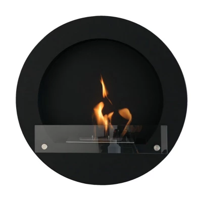 Chimenea bioetanol redonda de pared en color negro | Ver más Biochimenea negra para la pared