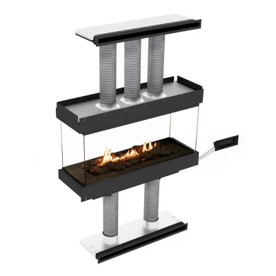 Chimenea de bioetanol cerrada en cristal con conductos de ventilación y quemador automático Chimenea de bioetanol cerrada en cristal con conductos de ventilación y quemador automático