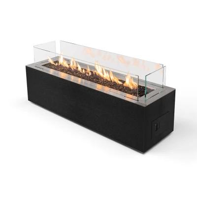 Galaxy de Planika - Chimenea de gas exterior con líneas rectangulares en color negro Galaxy de Planika - Chimenea de gas exterior con líneas rectangulares en color negro
