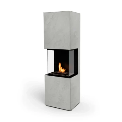 Chimenea Rock Kreta de Planika con acabado en Dekton. La chimenea está cerrada con vidrio templado. Chimenea Rock Kreta de Planika con acabado en Dekton. La chimenea está cerrada con vidrio templado.