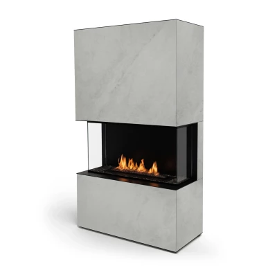 Chimenea Stone Kreta de Planika con acabado en Dekton. La chimenea está cerrada con vidrio templado. Chimenea Stone Kreta de Planika con acabado en Dekton. La chimenea está cerrada con vidrio templado.