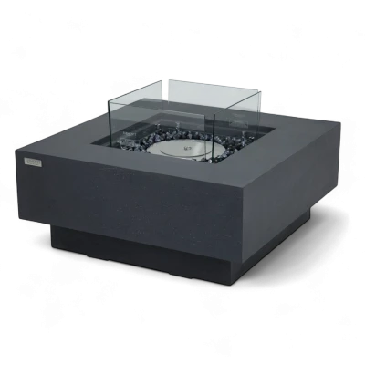 Elementi MANHATTAN Mesa Bioetanol Negra | Compra Online Mesa de bioetanol MANHATTAN de Elementi Fires en color Negro Pizarra, diseño cuadrado para uso exterior con llama central visibl
