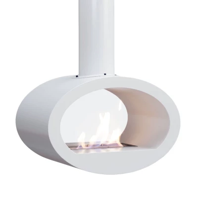 Chimenea de bioetanol blanco montado en el techo. Toronto Blanco - Chimenea de bioetanol colgante de ScandiFlames