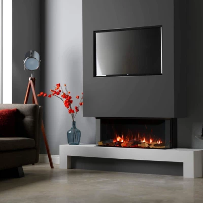 Solus 100E - Chimenea Eléctrica Empotrada | Compra Aquí Chimenea eléctrica empotrada Solus 100E de 3 caras en negro