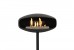 Chimenea de bioetanol con forma moderna y circular con pedestal para apoyar en el suelo