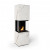 Chimenea Stone de Planika con acabado en estilo mármol en blanco o negro. La chimenea está cerrada con vidrio templado.