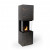 Chimenea Stone de Planika con acabado en estilo mármol en blanco o negro. La chimenea está cerrada con vidrio templado.