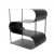 Soporte de leña en forma de S en acero negro. Cajonera para leña y madera 
