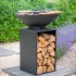 Onyx Ø60 brasero con parrilla y almacenamiento de leña  