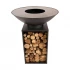 Onyx Ø80 brasero con parrilla y almacenamiento de leña  