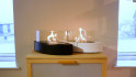 Chimenea de bioetanol de mesa ovalada en color blanco de ScandiFlames