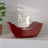 Chimenea de bioetanol curva en rojo de ScandiFlames, modelo de sobremesa
